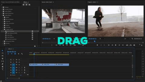 Drag effects onto clip