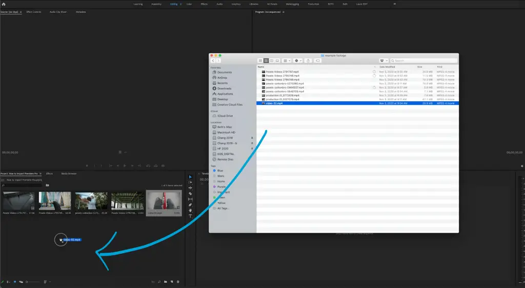 Drag and Drop Files into Premiere Pro Project Panel