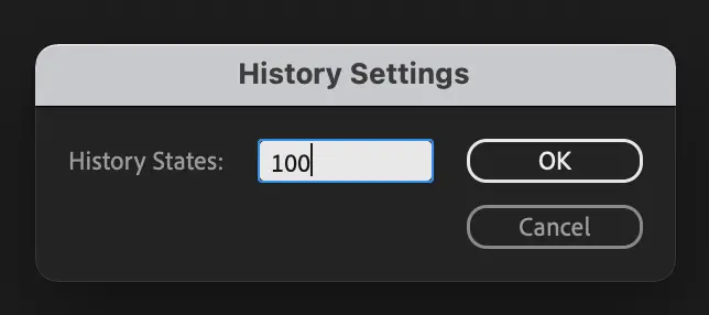 How to adjust number of history states in history settings menu