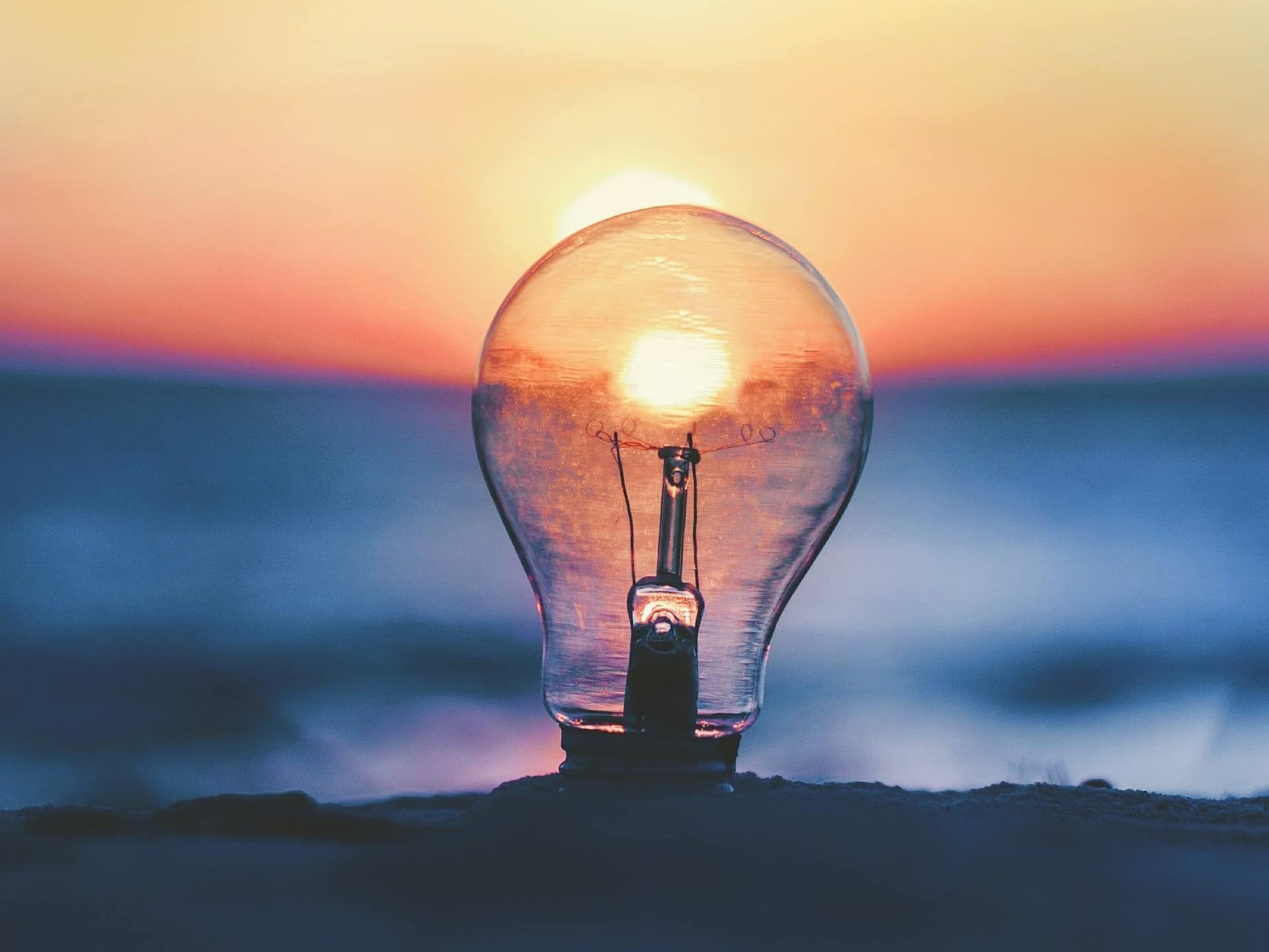 Lightbulb on a beach